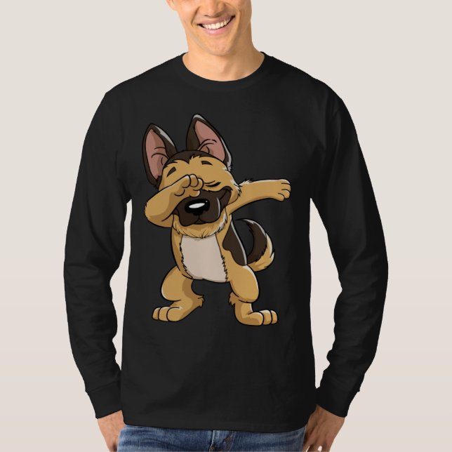 Camiseta Dabbing German Shepherd Dog   Boys Kids Dab Dance (Anverso)