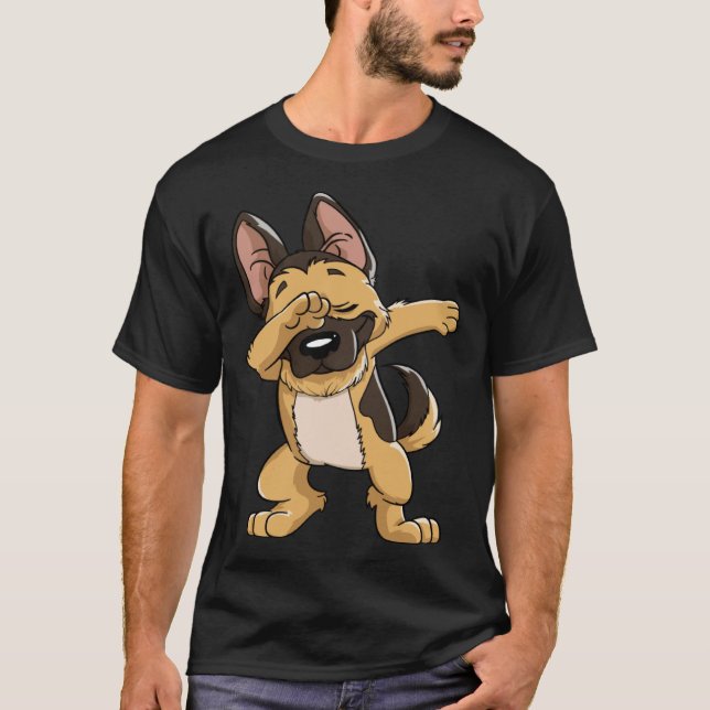 Camiseta Dabbing German Shepherd Dog   Boys Kids Dab Dance (Anverso)