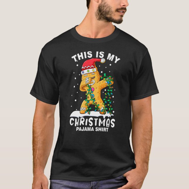 Camiseta Dabbing Gingerbread Man Este Es Mi Navidad Pajam (Anverso)