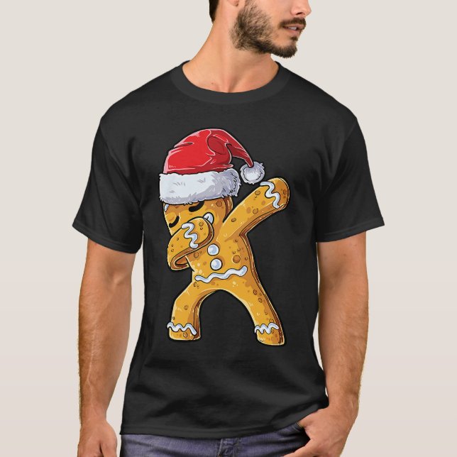 Camiseta Dabbing Gingerbread Santa Christmas Kids Boys Xmas (Anverso)