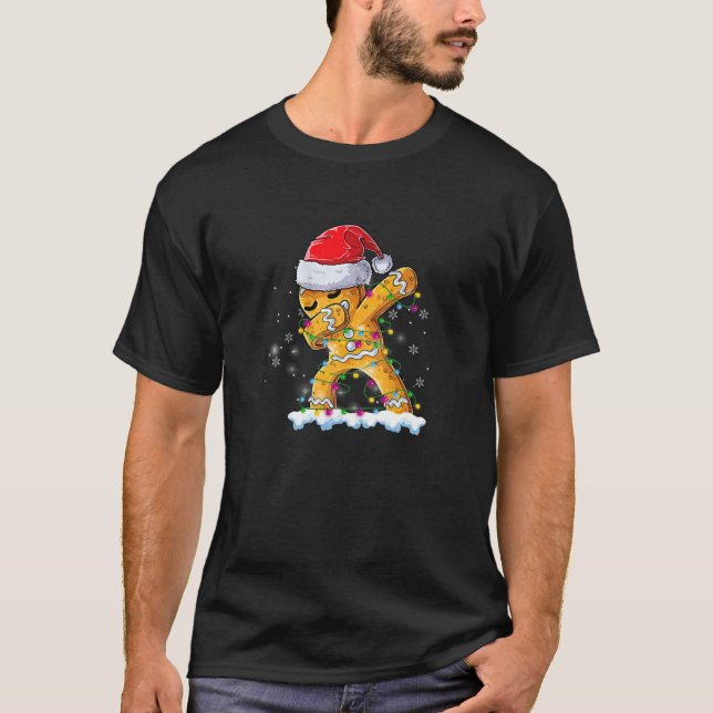 Camiseta Dabbing Gingerbread Santa Christmas Kids Girls Wom (Anverso)