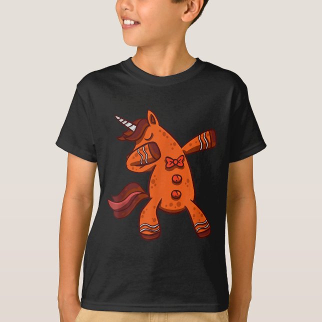 Camiseta Dabbing Gingerbread Unicorn Cookie Christmas  (Anverso)