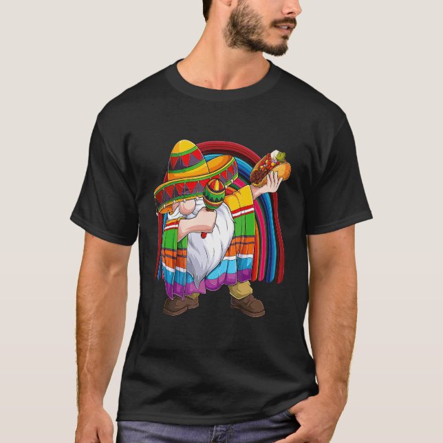 Camiseta Dabbing Gnome Cinco De Mayo Fiesta Taco Sombrero R (Anverso)
