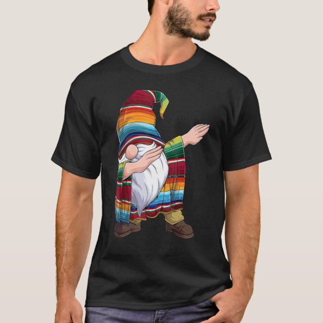 Camiseta Dabbing Gnome Cinco De Mayo Poncho Serape Mexicano (Anverso)