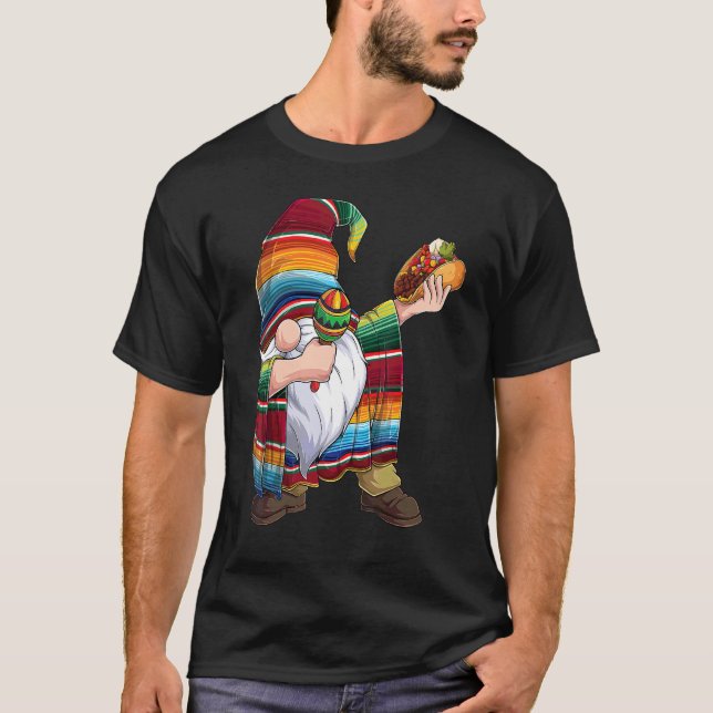 Camiseta Dabbing Gnome Cinco De Mayo Taco Poncho Serape Boy (Anverso)