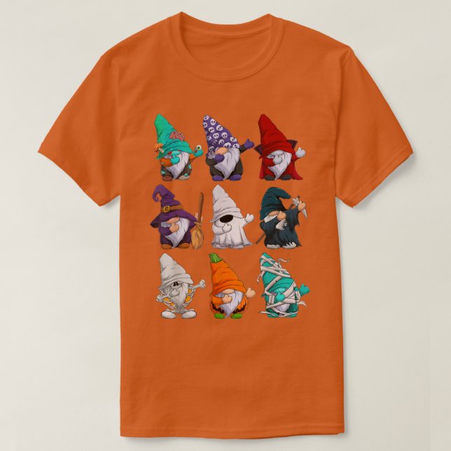 Camiseta Dabbing Gnomes Boys Skeleton Zombie Scary Pumpkin (Diseño del anverso)