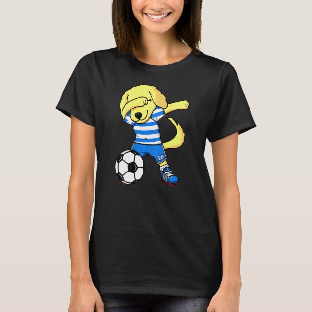 Camiseta Dabbing Golden Retriever Greece Football Fans Jers (Anverso)
