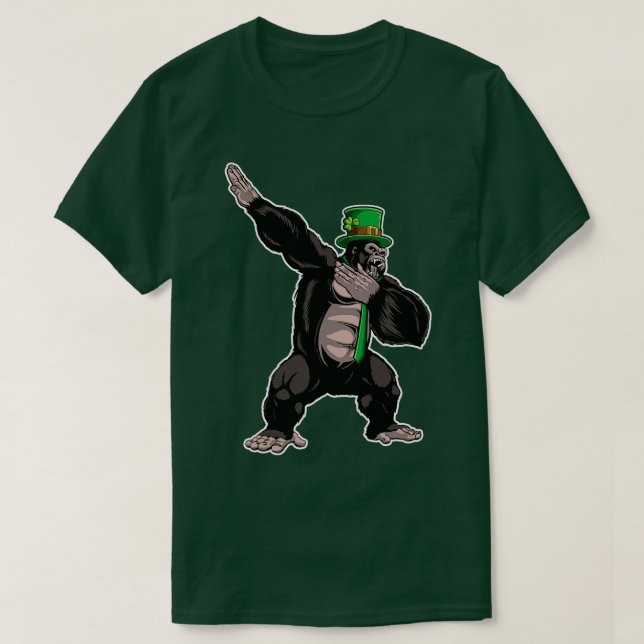 Camiseta Dabbing Gorilla Leprechaun St Patricks Day For Boy (Diseño del anverso)