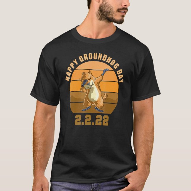 Camiseta Dabbing Groundhog Retro Happy Groundhog Day 2 2 2  (Anverso)