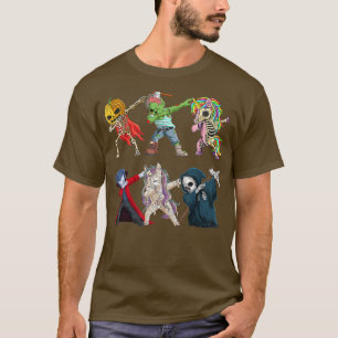 Camiseta Dabbing Halloween Boys Pumpkin Skeleton Zombie Uni