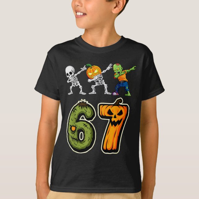 Camiseta Dabbing Halloween Boys Six Seven 67 Meme Funny Kid (Anverso)