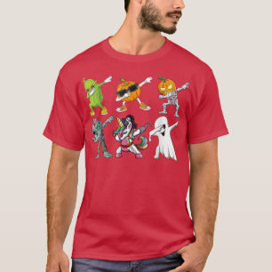 Camiseta Dabbing Halloween Boys Skeleton Zombie Scary Pumpk