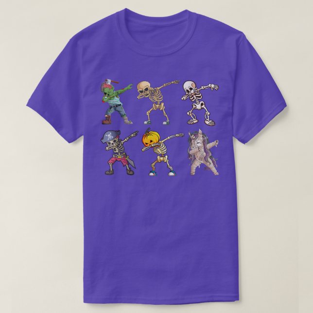 Camiseta Dabbing Halloween Boys Skeleton Zombie Scary Pumpk (Diseño del anverso)