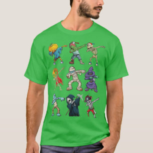 Camiseta Dabbing Halloween Boys Skeleton Zombie Scary Pumpk