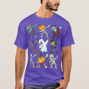 Camiseta Dabbing Halloween Boys Skeleton Zombie Scary Pumpk