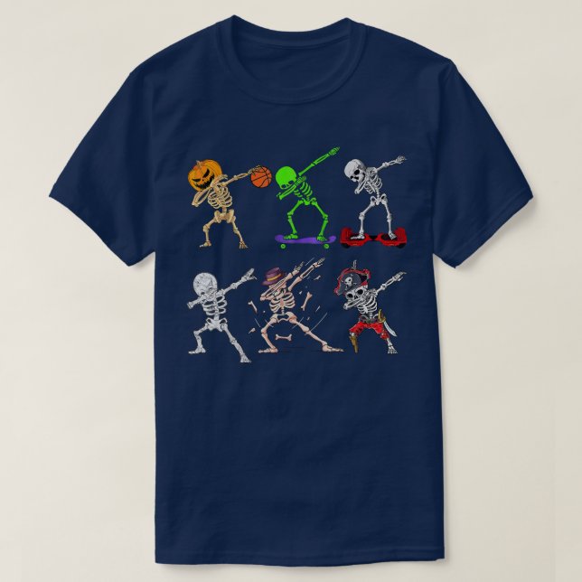 Camiseta Dabbing Halloween Boys Skeleton Zombie Scary Pumpk (Diseño del anverso)