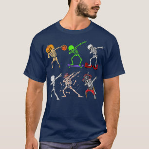 Camiseta Dabbing Halloween Boys Skeleton Zombie Scary Pumpk