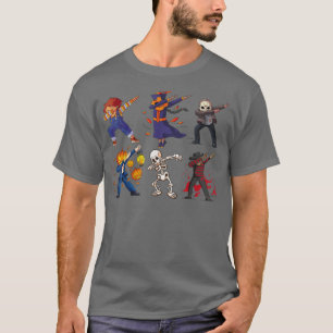 Camiseta Dabbing Halloween Boys Skeleton Zombie Scary Pumpk