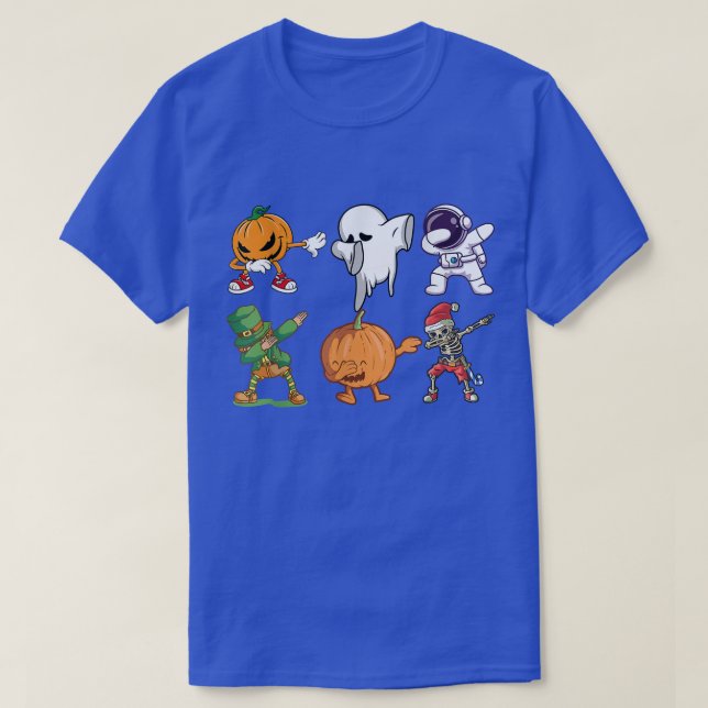 Camiseta Dabbing Halloween Boys Skeleton Zombie Scary Pumpk (Diseño del anverso)