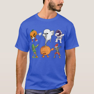 Camiseta Dabbing Halloween Boys Skeleton Zombie Scary Pumpk