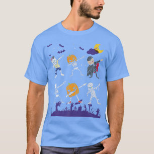 Camiseta Dabbing Halloween Boys Skeleton Zombie Scary Pumpk