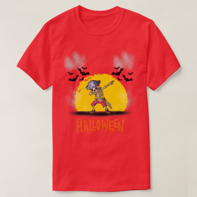 Camiseta Dabbing Halloween Boys Skeleton Zombie Scary Pumpk (Diseño del anverso)