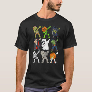 Camiseta Dabbing Halloween Esqueleto Zombie Calabaza Espant