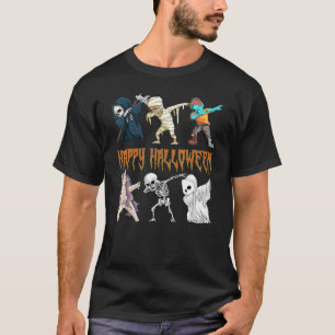 Camiseta Dabbing Halloween Funny Unicorn Skeleton Mummy Zom