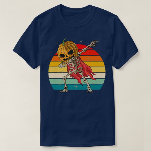 Camiseta Dabbing Halloween JackoLantern Skeleton Pumpkin Re (Diseño del anverso)