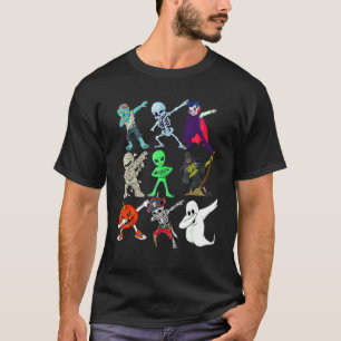 Camiseta Dabbing Halloween Niños Esqueleto Zombie Espantoso
