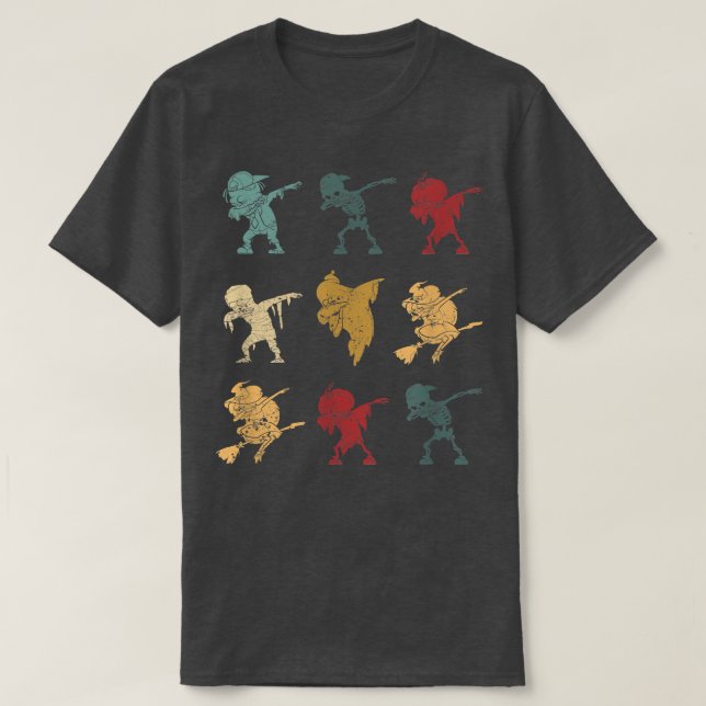 Camiseta Dabbing Halloween Skeleton Zombie Ghost Witch Scar (Diseño del anverso)