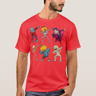 Camiseta Dabbing Halloween Skeleton Zombie Scary Pumpkin Mu