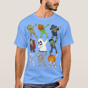 Camiseta Dabbing Halloween Skeleton Zombie Scary Pumpkin Va
