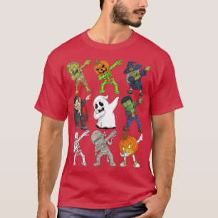 Camiseta Dabbing Halloween Skeleton Zombie Scary Pumpkin Va