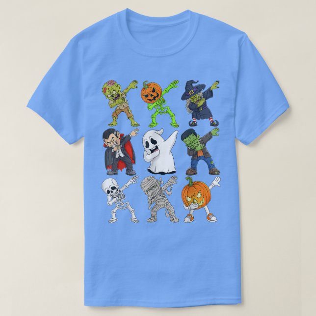Camiseta Dabbing Halloween Zombie Skeleton Scary Pumpkin Va (Diseño del anverso)