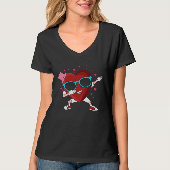 Camiseta Dabbing Heart Enthusiasts Love Dab Dance Valentine (Anverso)