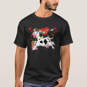 Camiseta Dabbing Heart Gafas de sol Riding Cow Farmer Valen