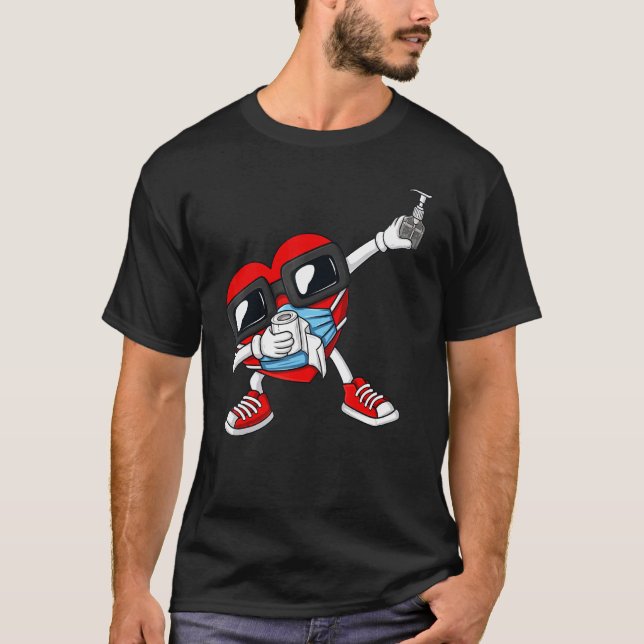 Camiseta Dabbing Heart In A Mask Día de San Valentín Dab (Anverso)