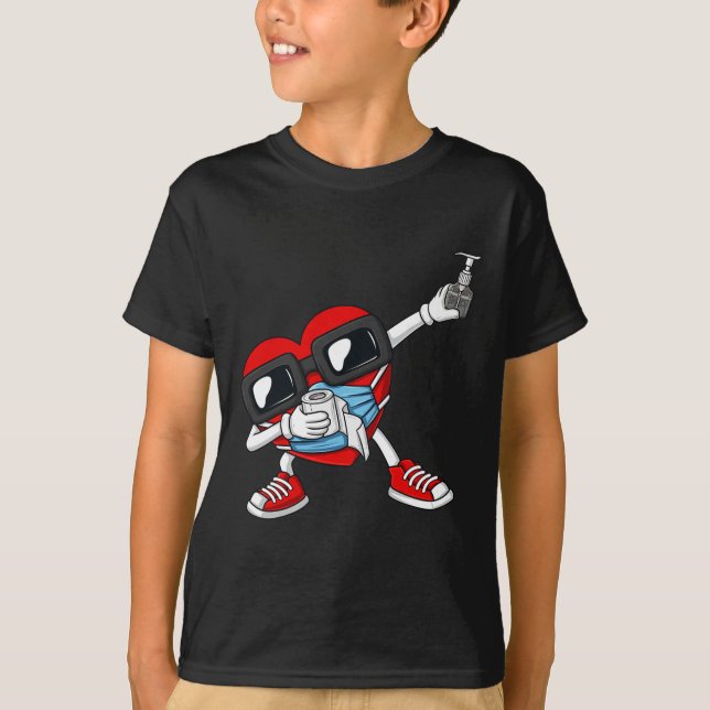 Camiseta Dabbing Heart In A Mask Fun Día de San Valentín Da (Anverso)