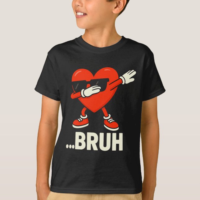 Camiseta Dabbing Heart Sungles ...bruh Meme Funny Valentine (Anverso)