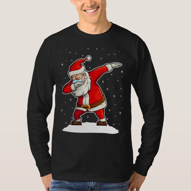 Camiseta Dabbing Hipster Santa Wearing Mask Quarantine Chri (Anverso)