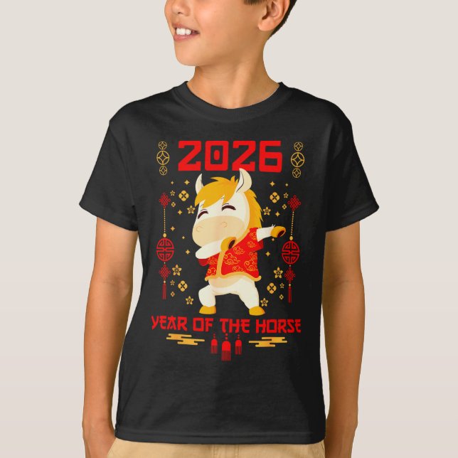 Camiseta Dabbing Horse Chinese New Year Of The Horse2026  (Anverso)