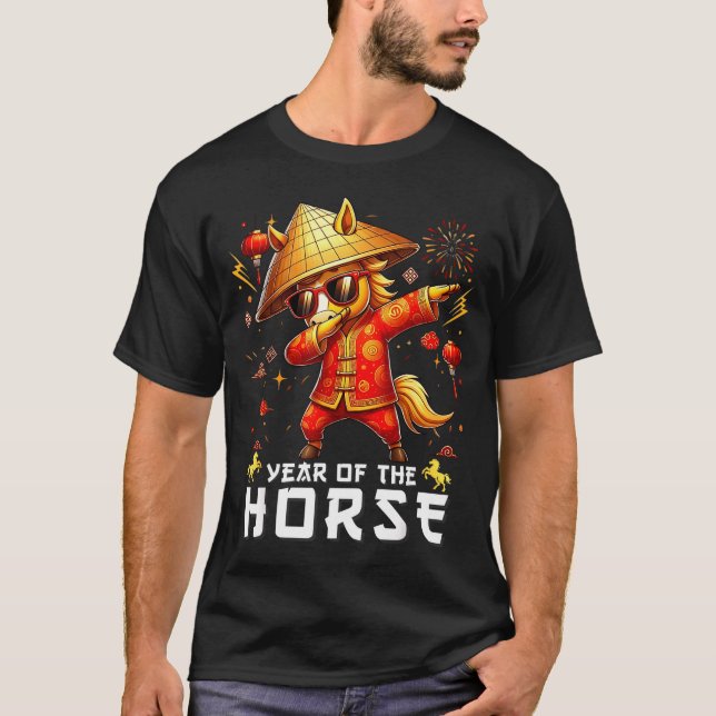 Camiseta Dabbing Horse Lunar Chinese New Year Of The Horse  (Anverso)
