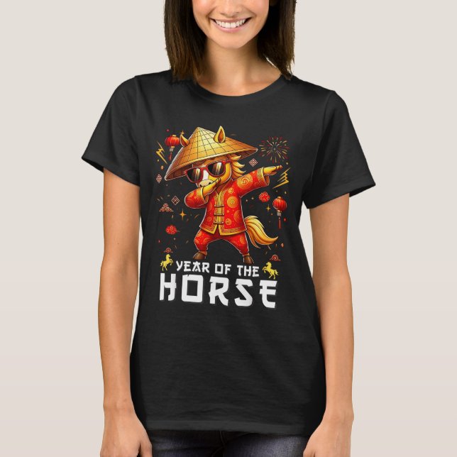 Camiseta Dabbing Horse Lunar Chinese New Year Of The Horse  (Anverso)