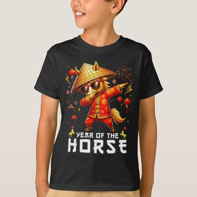 Camiseta Dabbing Horse Lunar Chinese New Year Of The Horse  (Anverso)