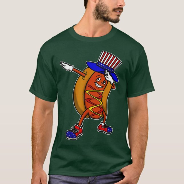 Camiseta Dabbing Hot Dog Lover Independence Day Gift 4th (Anverso)