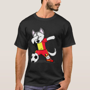 Camiseta Dabbing Husky Dog Bandera Belga de fútbol así