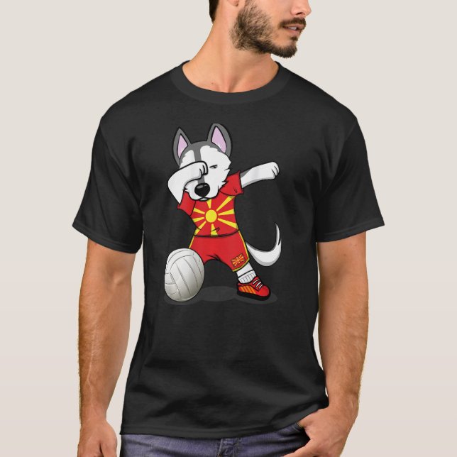 Camiseta Dabbing Husky Macedonia Volleyball Fans   Macedoni (Anverso)