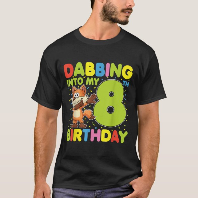 Camiseta Dabbing In My 8Cumpleaños Fox de ocho años B (Anverso)