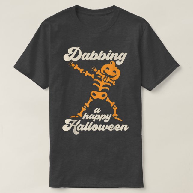 Camiseta Dabbing Jack O Lantern Skeleton (Diseño del anverso)